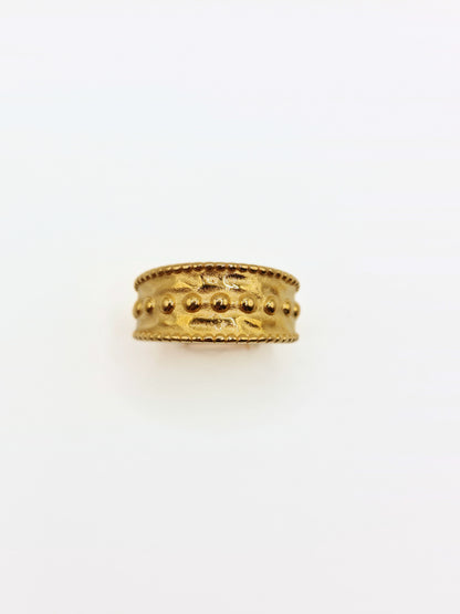 gold-hammered-metal-ethnic-boho-ring-stainless-steel-tarnish-free-jewellery-waterproof-1