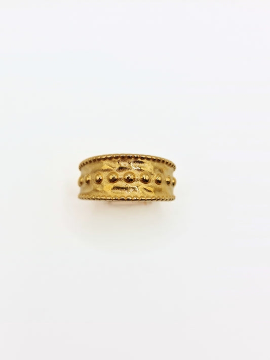 gold-hammered-metal-ethnic-boho-ring-stainless-steel-tarnish-free-jewellery-waterproof-1