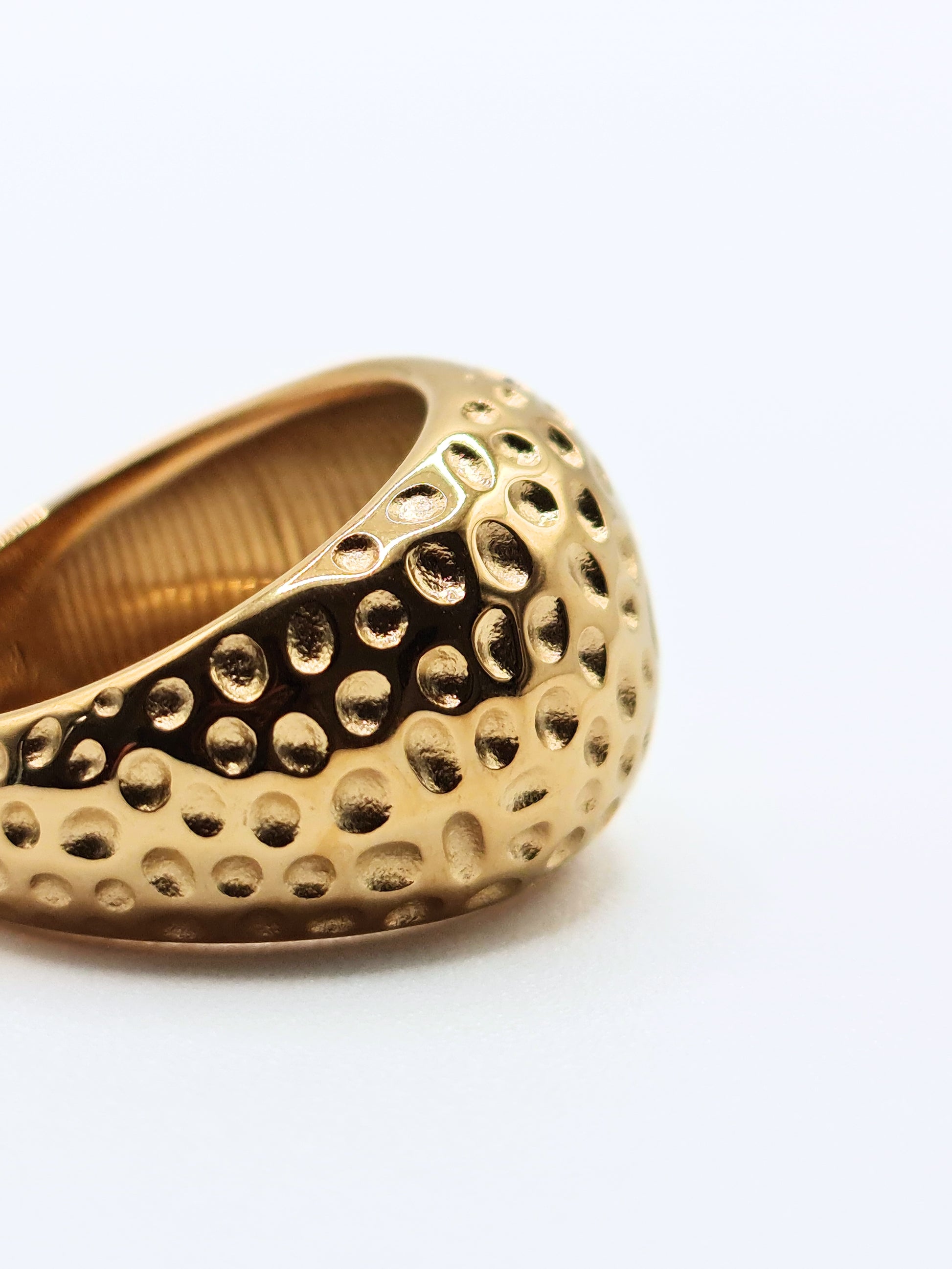 gold-hammered-organic-statement-ring-boho-stainless-steel-tarnish-free-jewellery-waterproof-ember-and-stone-1