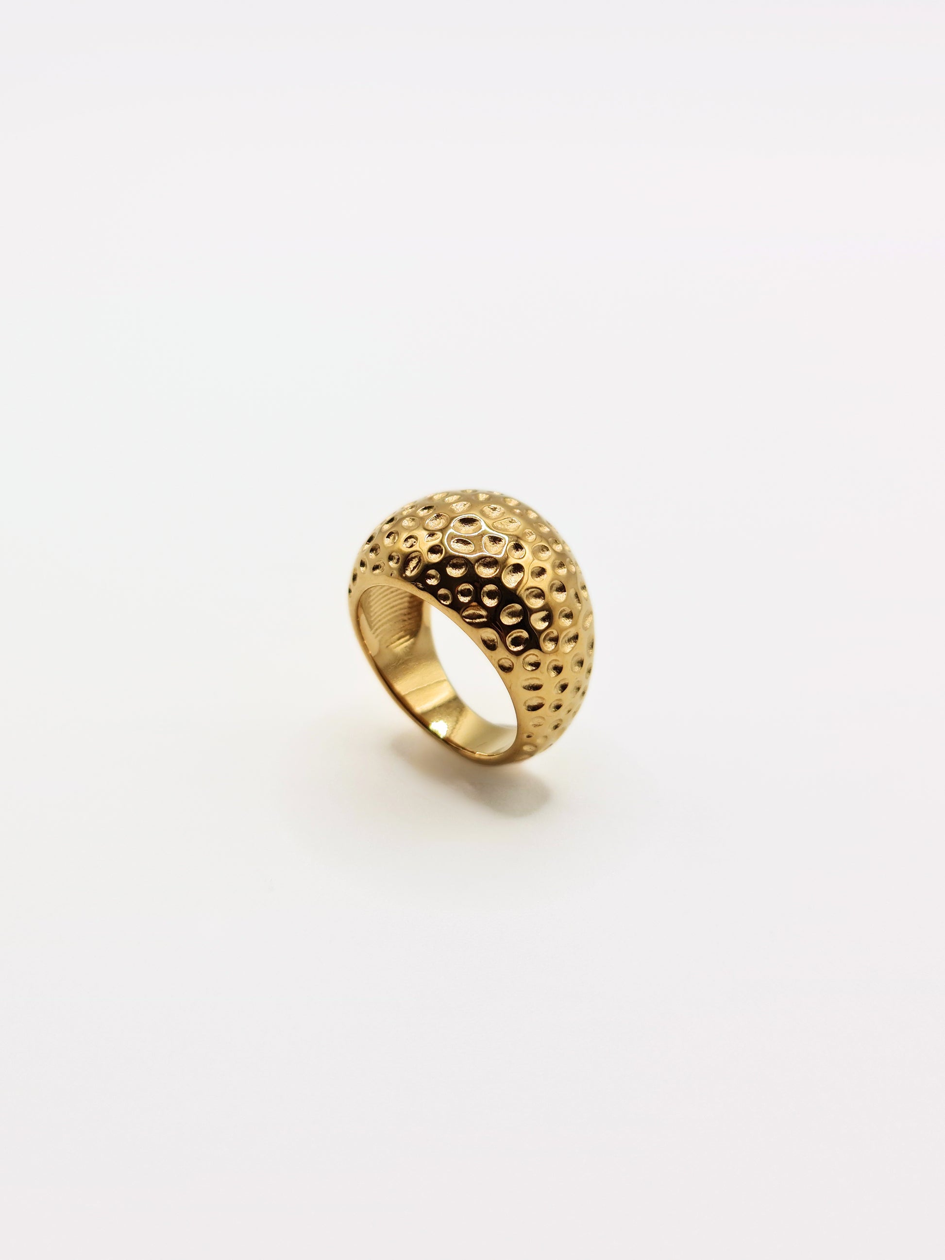gold-hammered-organic-statement-ring-boho-stainless-steel-tarnish-free-jewellery-waterproof-ember-and-stone-1