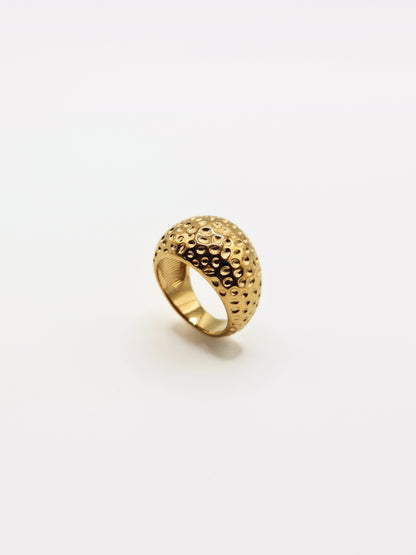 gold-hammered-organic-statement-ring-boho-stainless-steel-tarnish-free-jewellery-waterproof-ember-and-stone-1