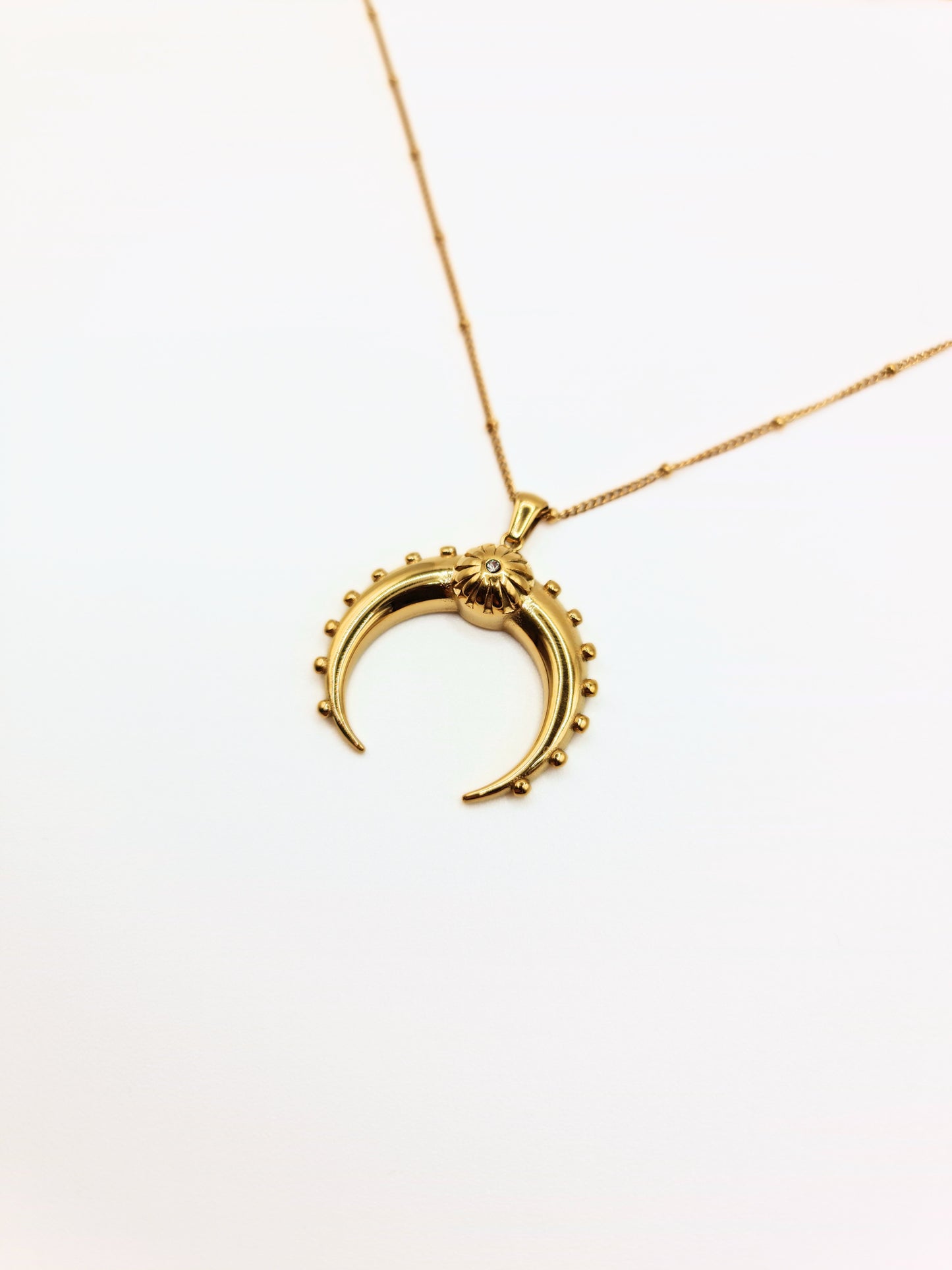 gold-horn-pendant-necklace-boho-stainless-steel-tarnish-free-jewellery-waterproof-ember-and-stone-1