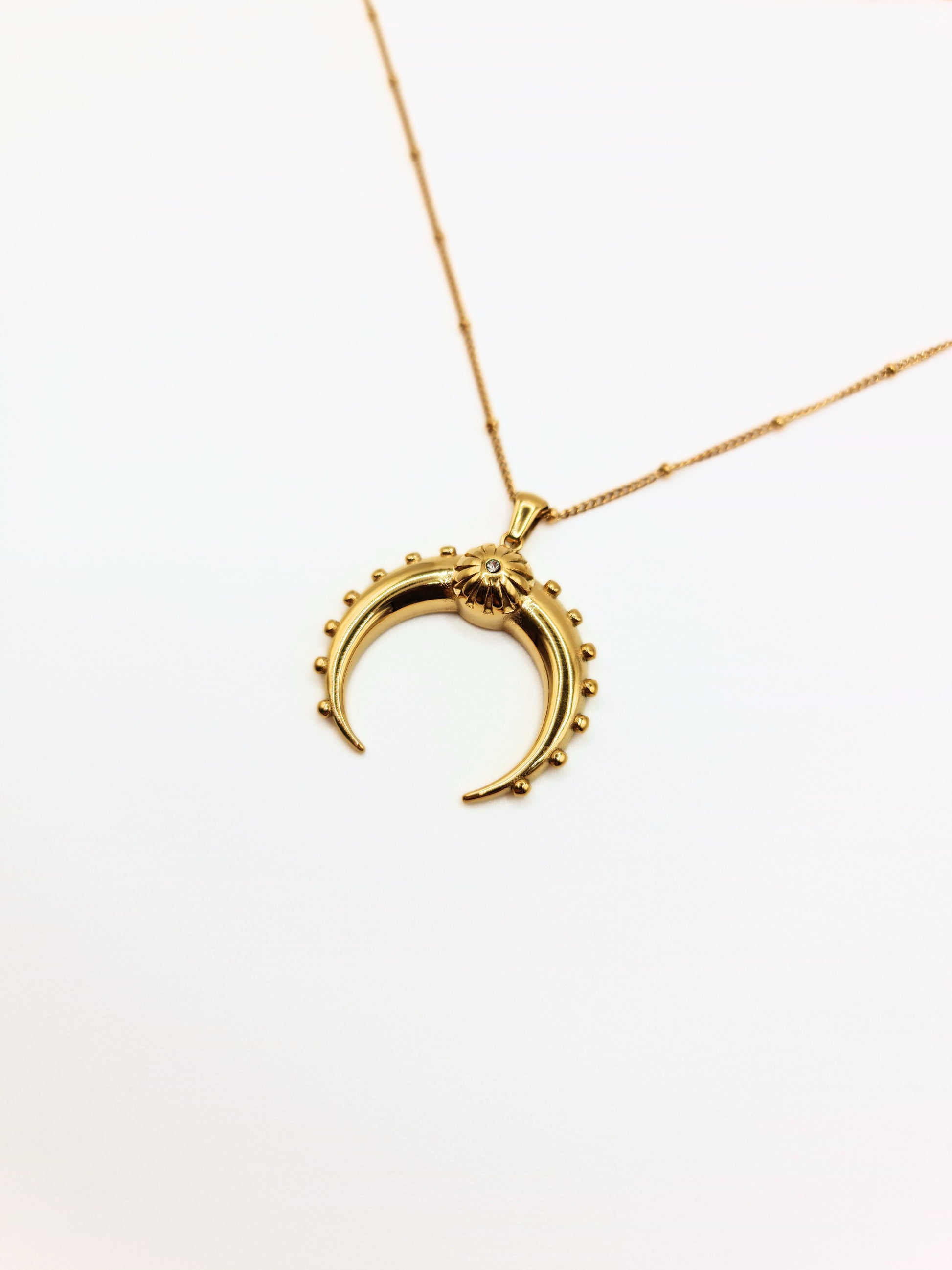 gold-horn-pendant-necklace-boho-stainless-steel-tarnish-free-jewellery-waterproof-ember-and-stone-1