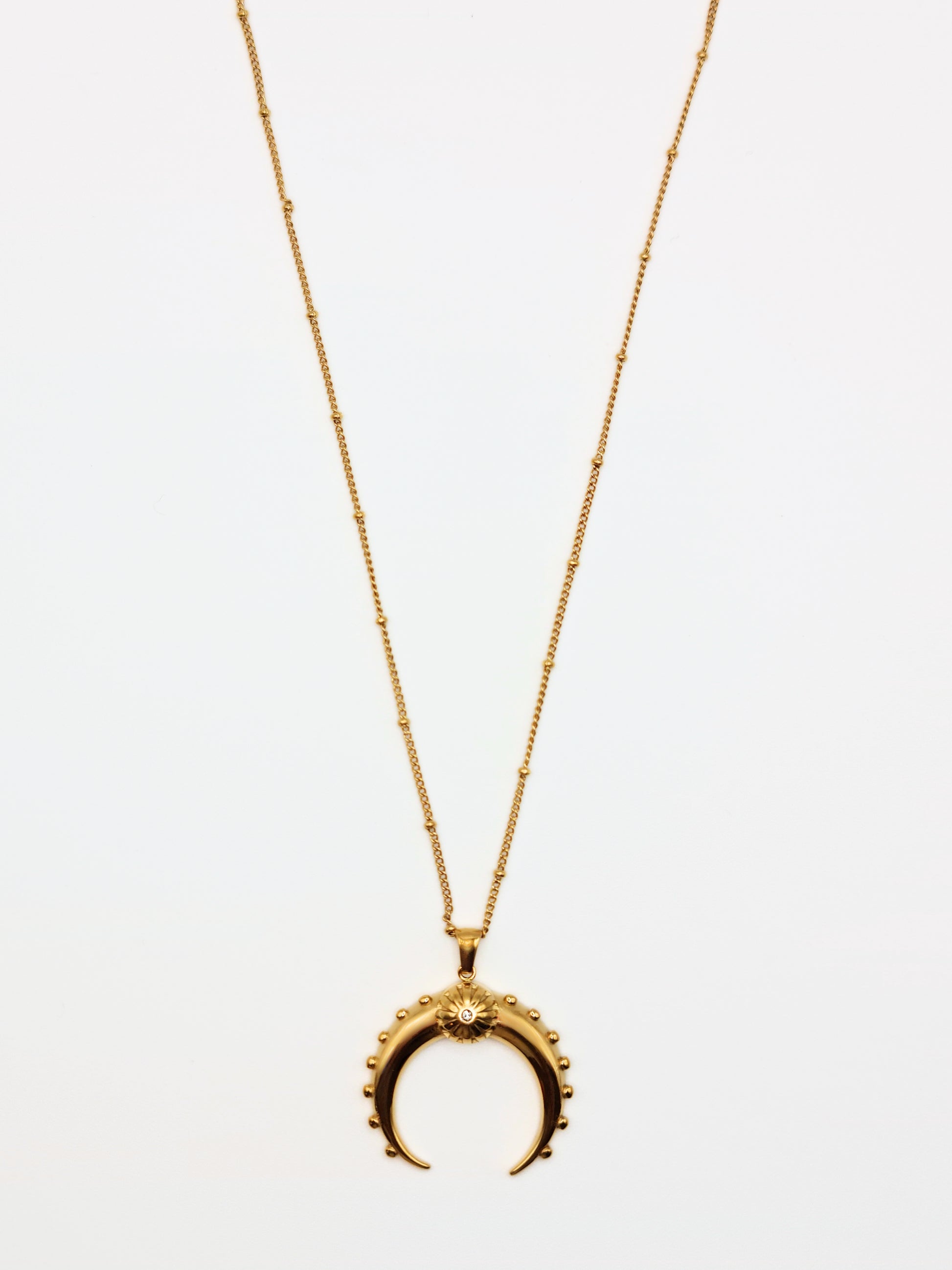 gold-horn-pendant-necklace-boho-stainless-steel-tarnish-free-jewellery-waterproof-ember-and-stone-1