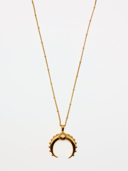 gold-horn-pendant-necklace-boho-stainless-steel-tarnish-free-jewellery-waterproof-ember-and-stone-1