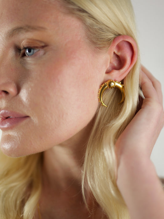 gold-horn-stud-earrings-boho-stainless-steel-tarnish-free-jewellery-waterproof-ember-and-stone-3