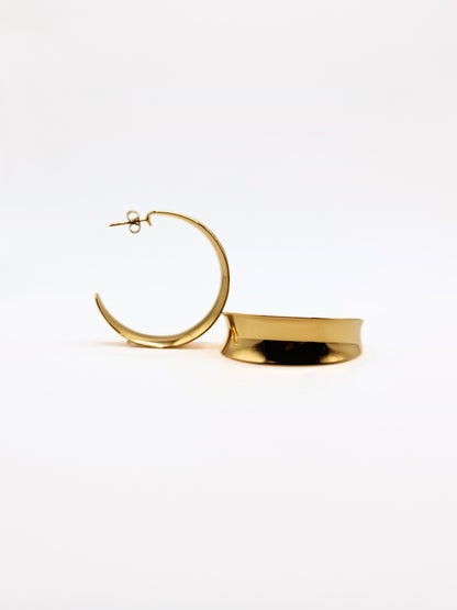 The Ava 18k Gold Plated Curved Form Large Hoop Earrings- Waterproof & Tarnish-Free
