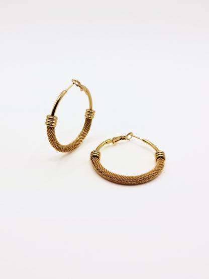 The Sienna 18k Gold Plated Mesh Large Hoop Earrings- Waterproof & Tarnish-Free