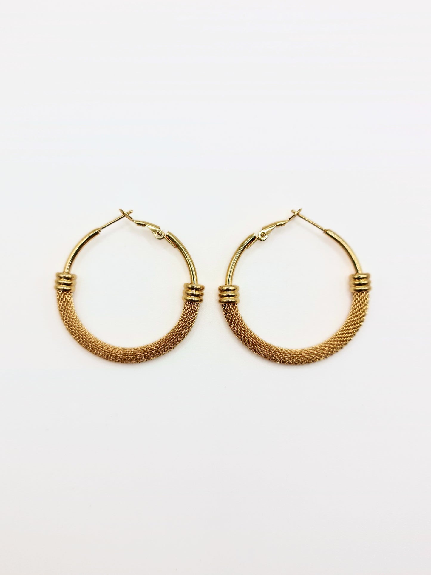 The Sienna 18k Gold Plated Mesh Large Hoop Earrings- Waterproof & Tarnish-Free