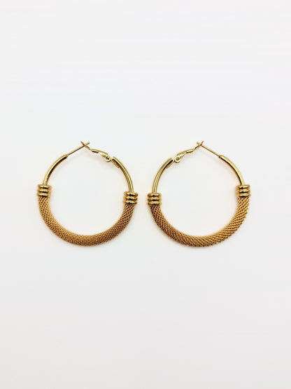 The Sienna 18k Gold Plated Mesh Large Hoop Earrings- Waterproof & Tarnish-Free