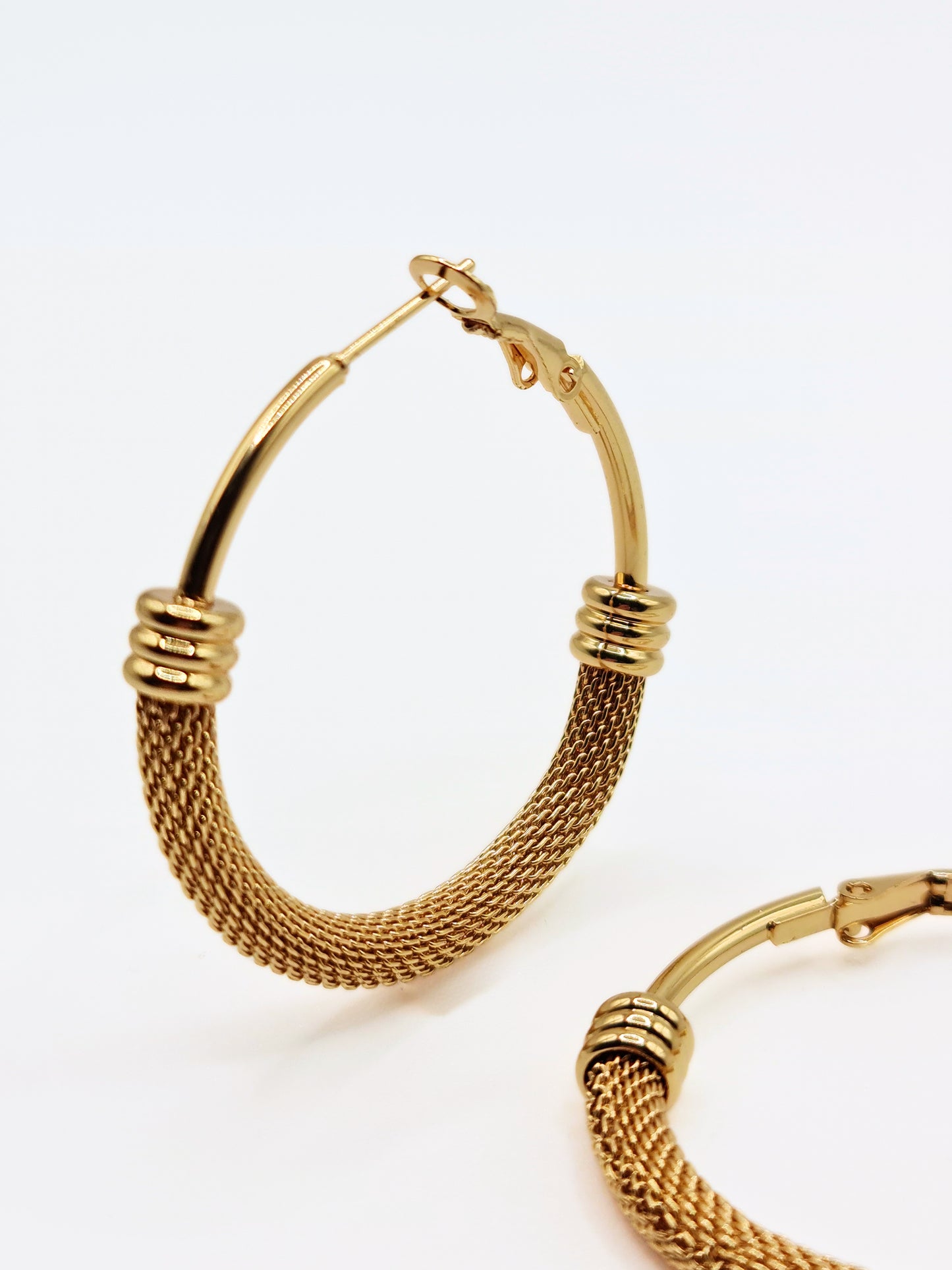 The Sienna 18k Gold Plated Mesh Large Hoop Earrings- Waterproof & Tarnish-Free