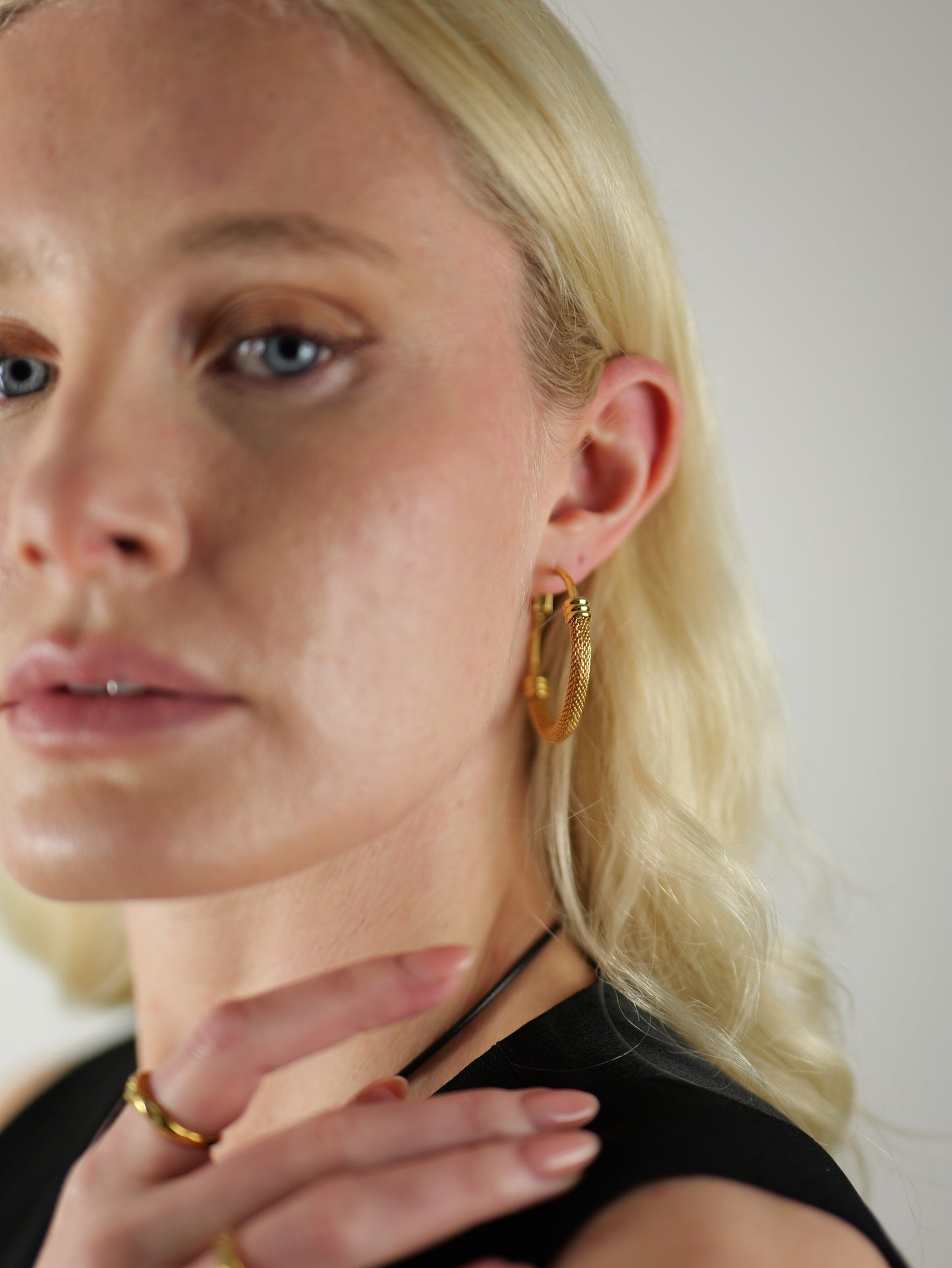 The Sienna Silver Finish Mesh Large Hoop Earrings- Waterproof & Tarnish-Free