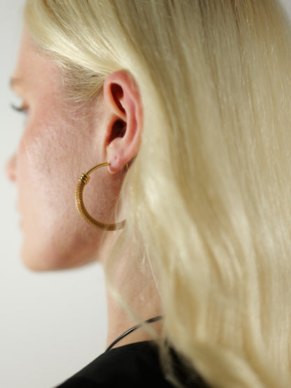 The Sienna Silver Finish Mesh Large Hoop Earrings- Waterproof & Tarnish-Free