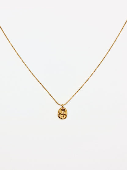 gold-organic-hammered-metal-pendant-necklace-stainless-steel-tarnish-free-jewellery-waterproof-ember-and-stone-9