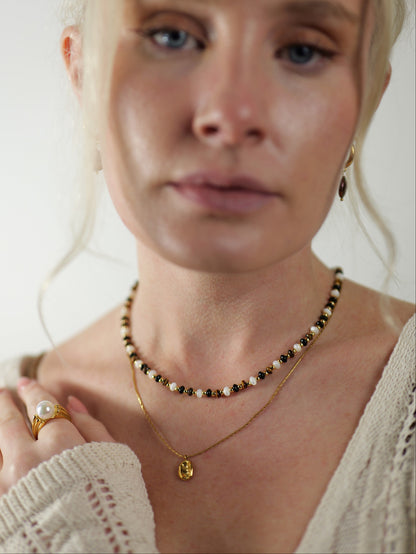 gold-organic-hammered-metal-pendant-necklace-stainless-steel-tarnish-free-jewellery-waterproof-ember-and-stone-9