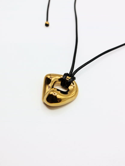 gold-organic-metal-pendant-rope-necklace-stainless-steel-tarnish-free-jewellery-waterproof-ember-and-stone-6