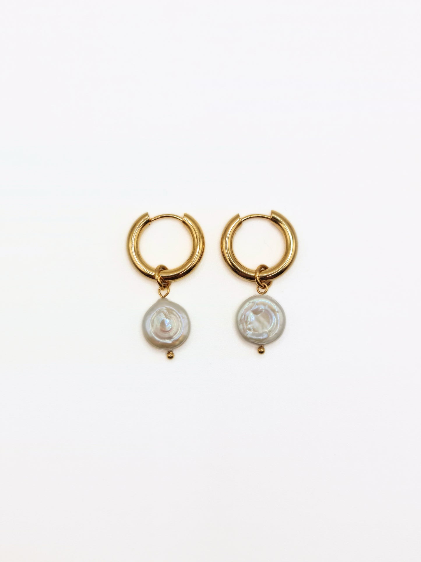 The Swell 18k Gold Plated Organic Coin Pearl Drop Earrings- Waterproof & Tarnish-Free
