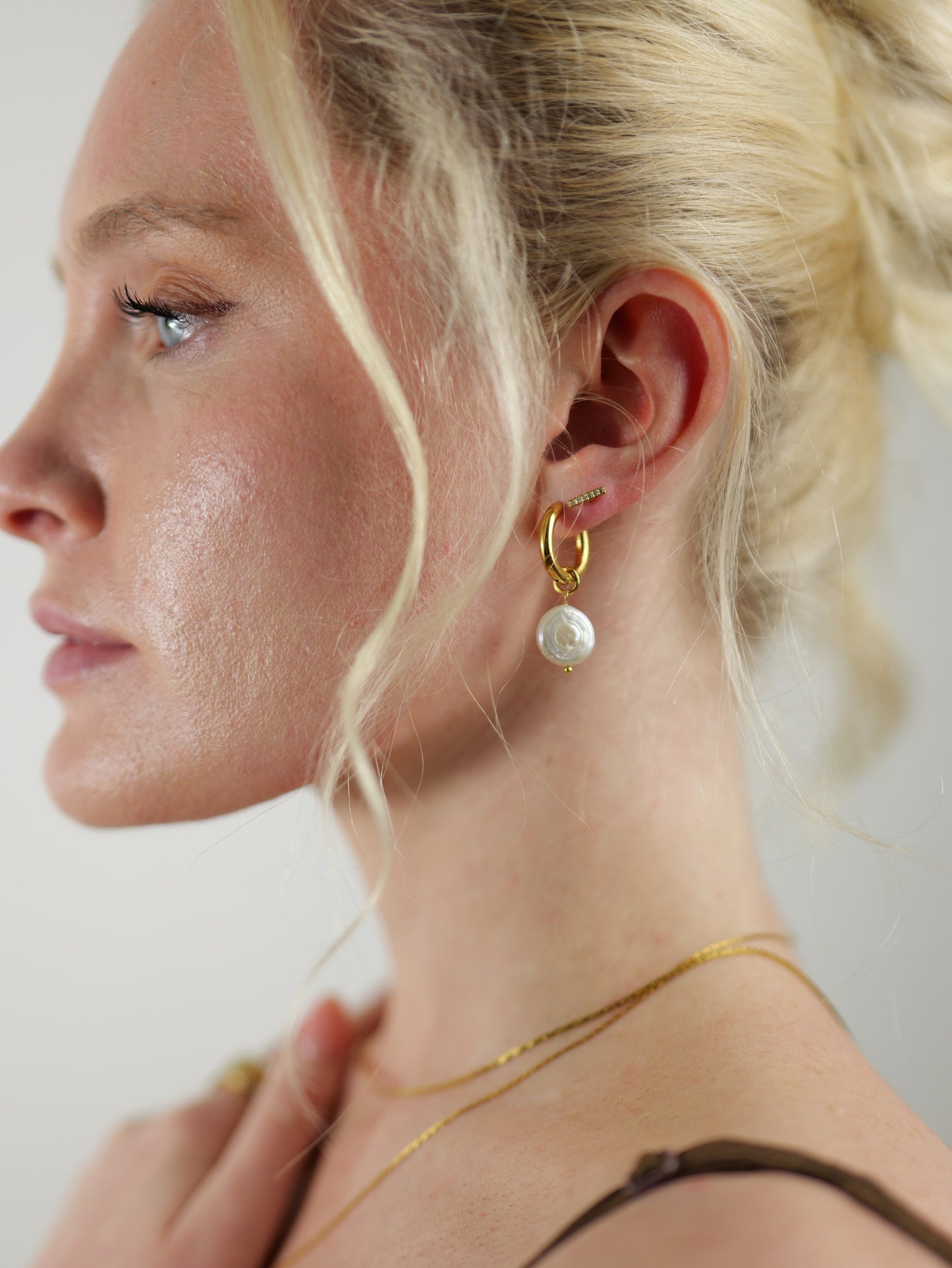 The Swell 18k Gold Plated Organic Coin Pearl Drop Earrings- Waterproof & Tarnish-Free