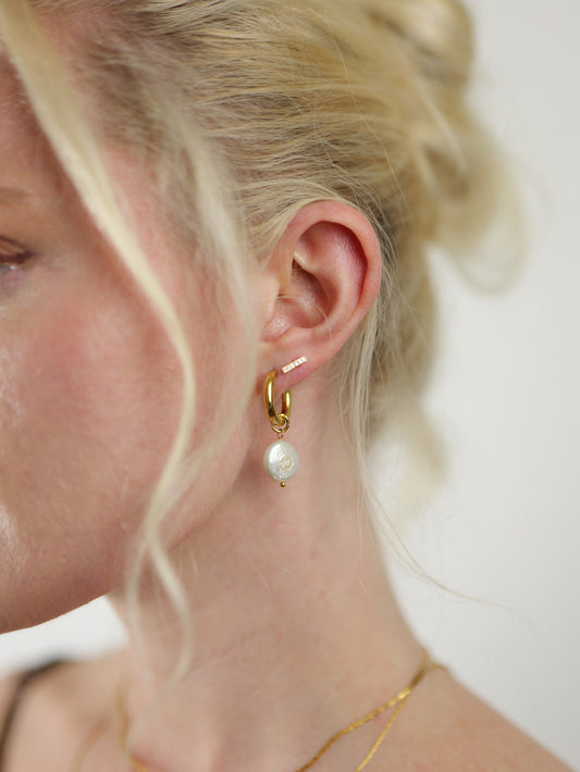 The Swell 18k Gold Plated Organic Coin Pearl Drop Earrings- Waterproof & Tarnish-Free