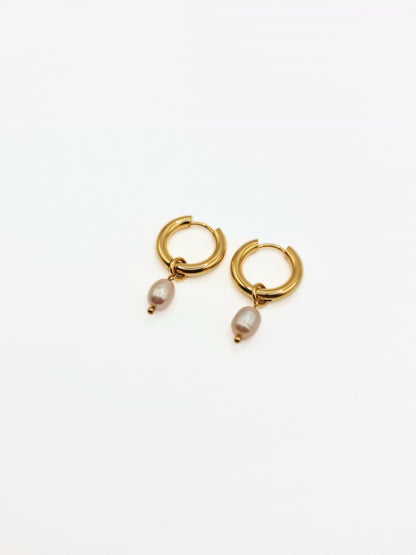 gold-organic-natural-freshwater-real-pink-pearl-drop-hoop-earrings-stainless-steel-tarnish-free-jewellery-waterproof-ember-and-stone-3