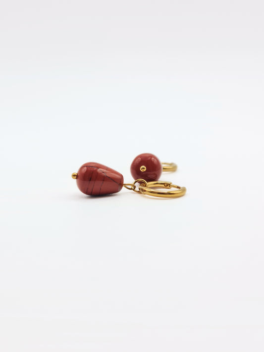 gold-red-jasper-natural-stone-semi-precious-drop-hoop-earrings-stainless-steel-tarnish-free-jewellery-waterproof-ember-and-stone-1