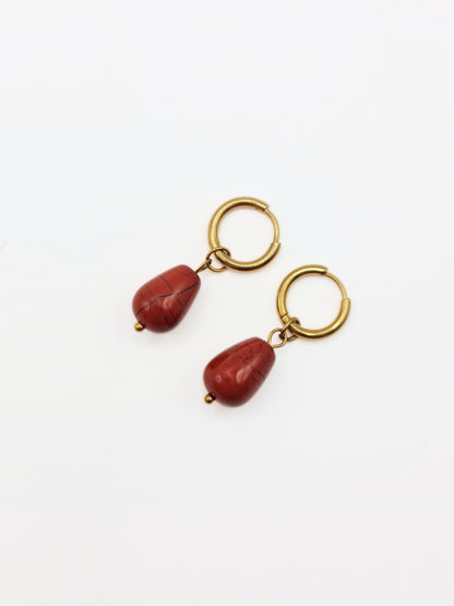 gold-red-jasper-natural-stone-semi-precious-drop-hoop-earrings-stainless-steel-tarnish-free-jewellery-waterproof-ember-and-stone-1
