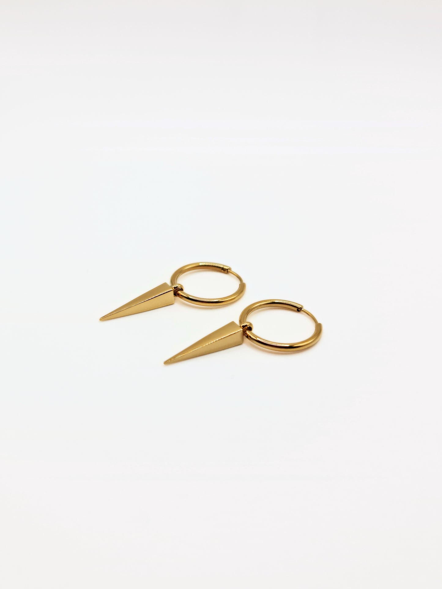gold-spike-drop-hoop-earrings-stainless-steel-tarnish-free-jewellery-waterproof-ember-and-stone-1