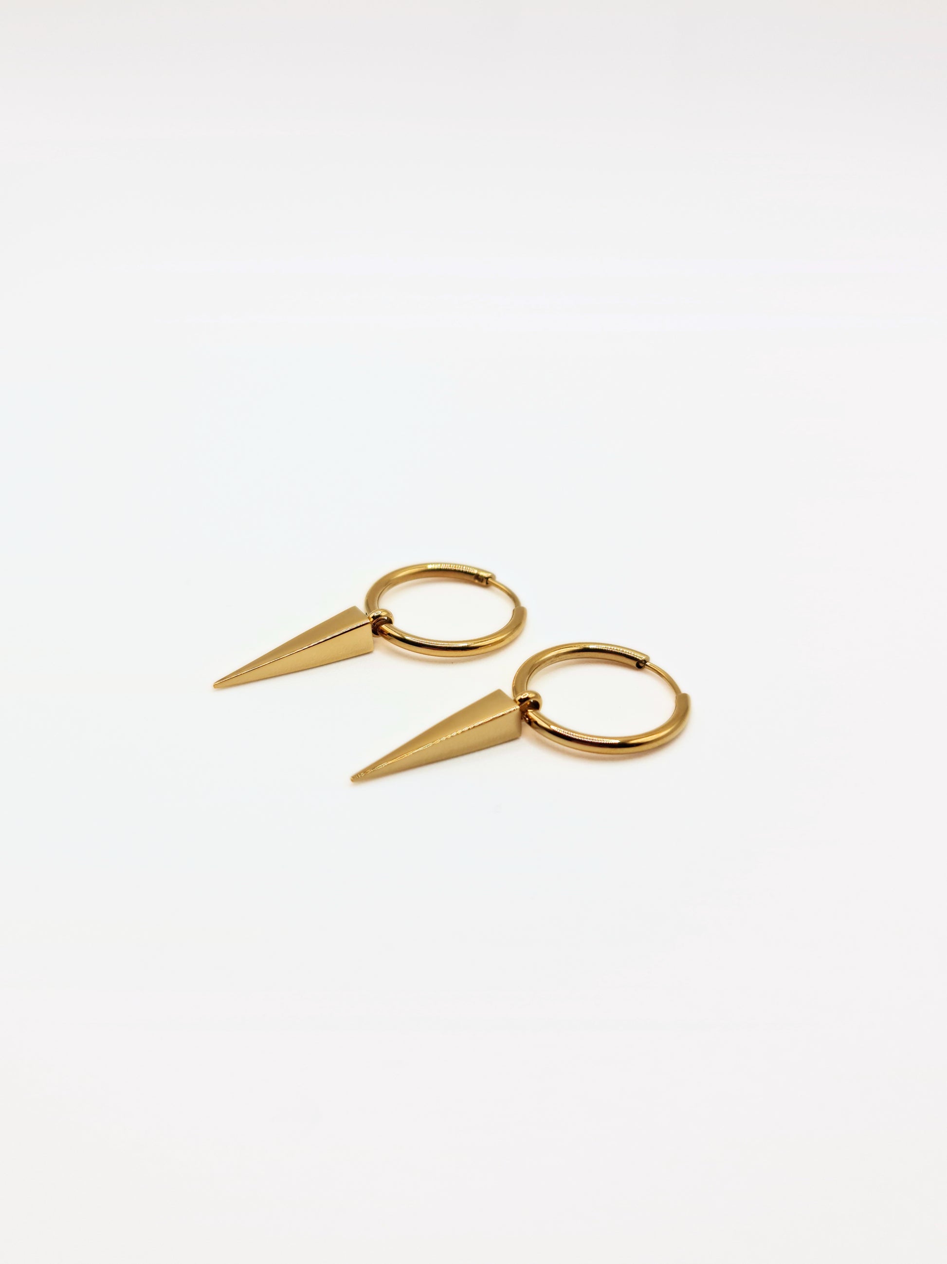 gold-spike-drop-hoop-earrings-stainless-steel-tarnish-free-jewellery-waterproof-ember-and-stone-1