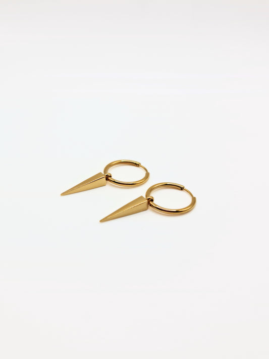 gold-spike-drop-hoop-earrings-stainless-steel-tarnish-free-jewellery-waterproof-ember-and-stone-1