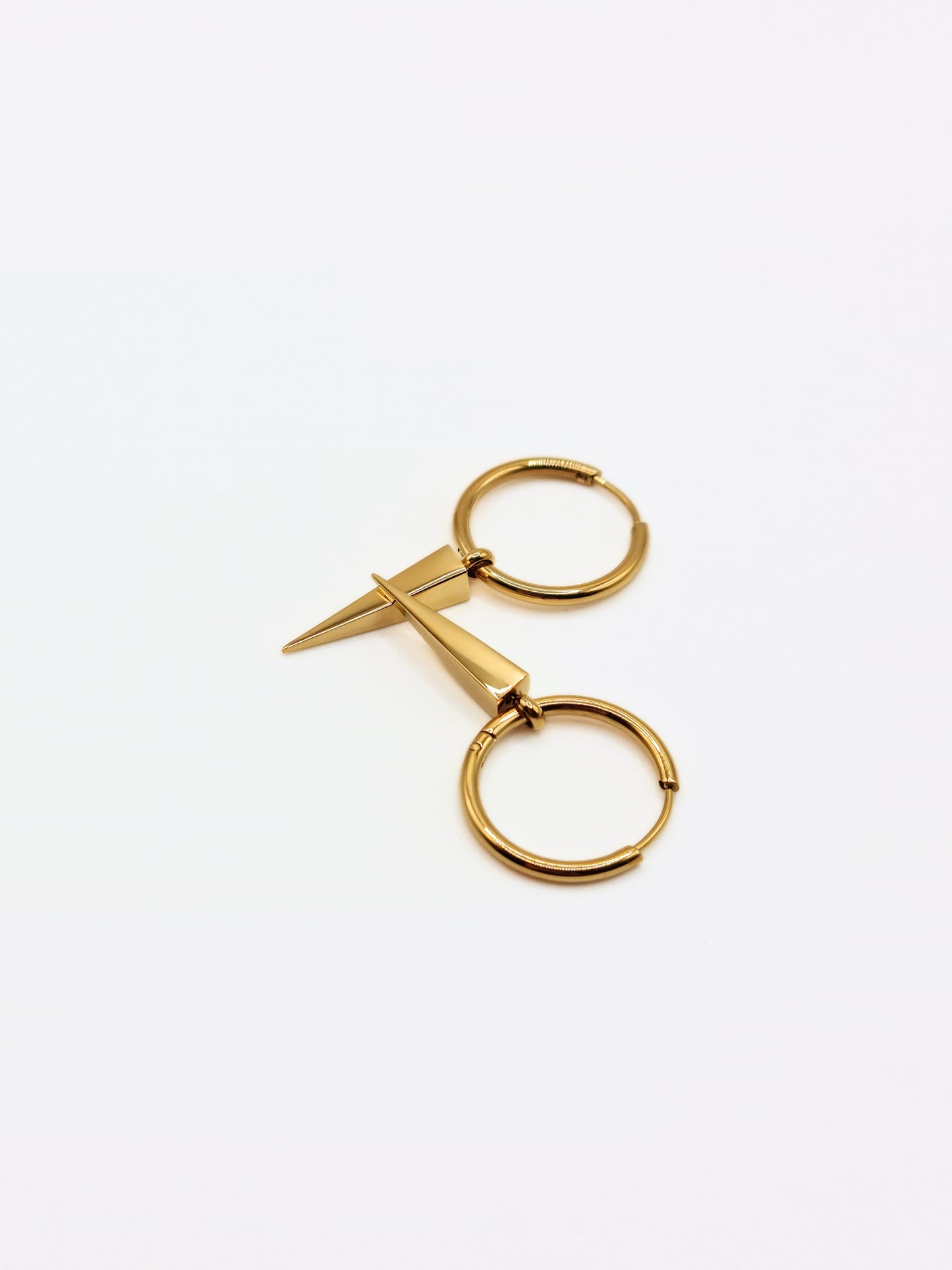 gold-spike-drop-hoop-earrings-stainless-steel-tarnish-free-jewellery-waterproof-ember-and-stone-1