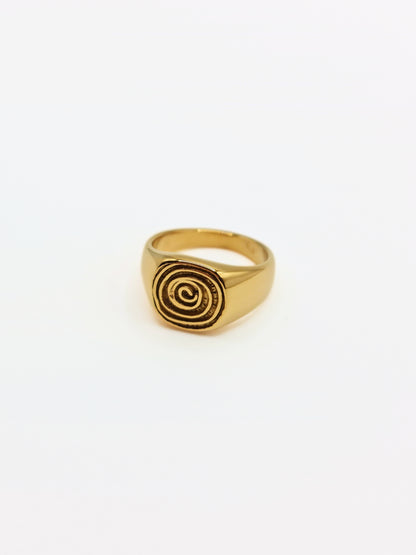 gold-spiral-statement-signet-ring-summer-stainless-steel-tarnish-free-jewellery-waterproof-ember-and-stone-3