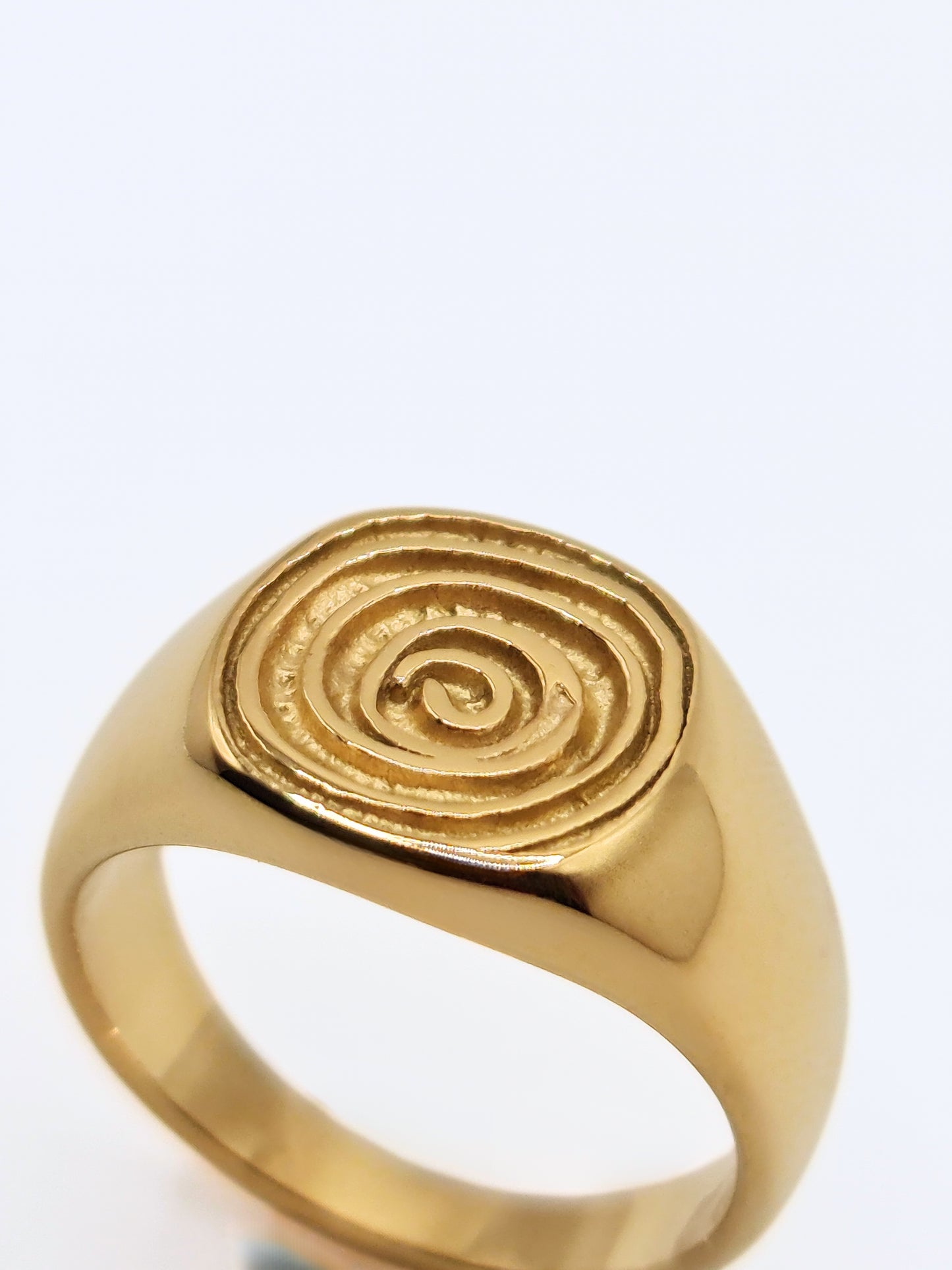 gold-spiral-statement-signet-ring-summer-stainless-steel-tarnish-free-jewellery-waterproof-ember-and-stone-3