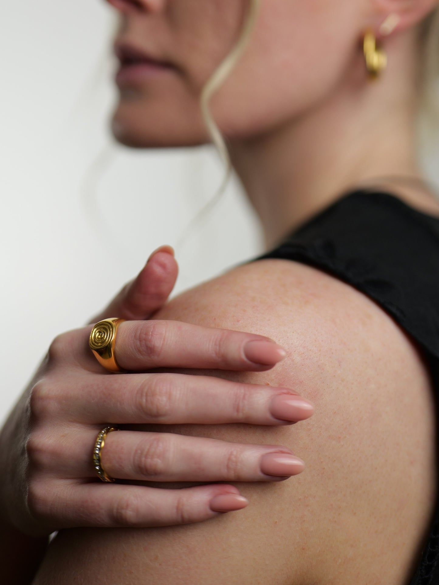 gold-spiral-statement-signet-ring-summer-stainless-steel-tarnish-free-jewellery-waterproof-ember-and-stone-3