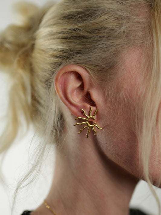 gold-sun-stud-statement-earrings-stainless-steel-tarnish-free-jewellery-waterproof-ember-and-stone-1
