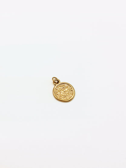 gold-textured-coin-charm-necklace-tarnish-free-jewellery-waterproof-stainless-steel-1