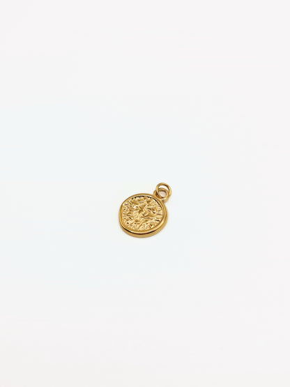 gold-textured-coin-charm-necklace-tarnish-free-jewellery-waterproof-stainless-steel-1