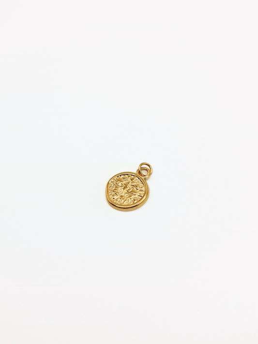 gold-textured-coin-charm-necklace-tarnish-free-jewellery-waterproof-stainless-steel-1