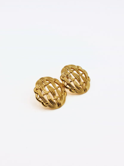 gold-textured-woven-statement-stud-earrings-stainless-steel-tarnish-free-jewellery-waterproof-ember-and-stone-1