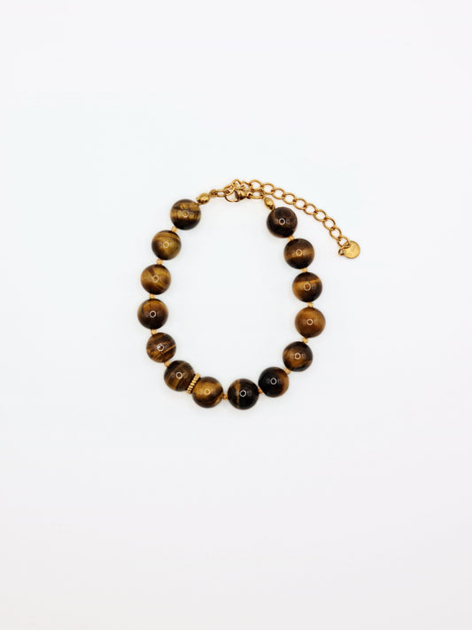 The Riviera Tigers Eye Natural Stone Beaded Bracelet- Semi-Precious & Waterproof