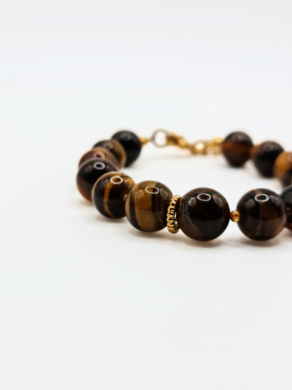 The Riviera Tigers Eye Natural Stone Beaded Bracelet- Semi-Precious & Waterproof