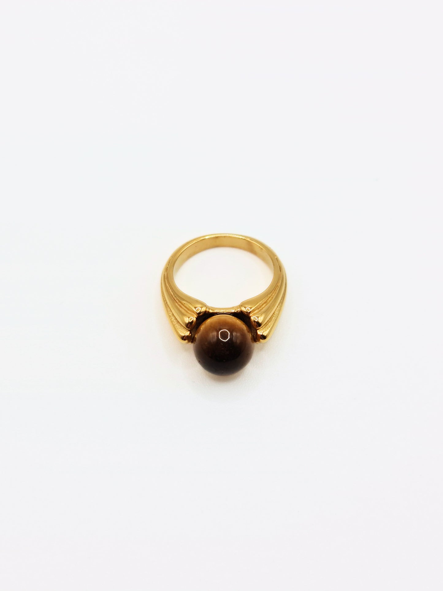 The Bellagio 18k Gold Plated Statement Vintage Natural Tigers Eye Ring- Waterproof & Tarnish-Free