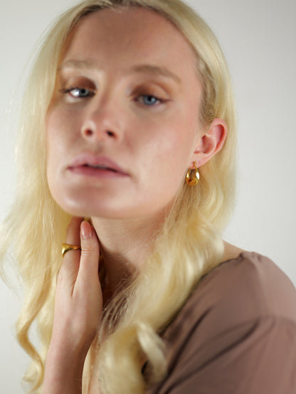 The Teagan 18k Gold Plated Tarnish-Free Twist Hoop Earrings