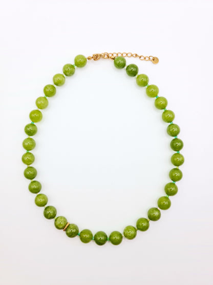 The Riviera Set Green Agate Natural Stone Beaded Necklace & Bracelet- Semi-Precious & Waterproof