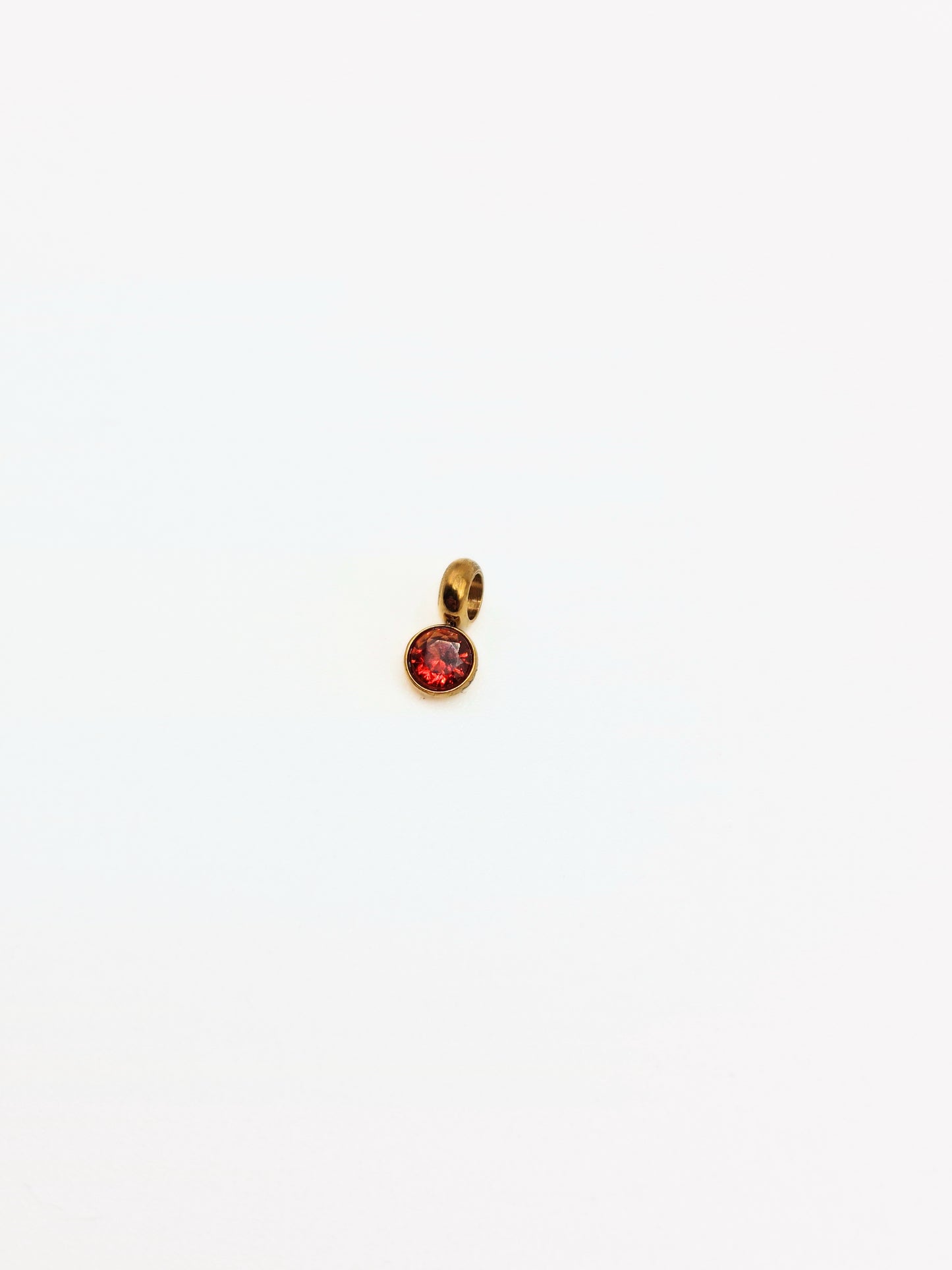 The Charm Shop July Ruby Birthstone 18k Gold Plated DIY Charm- Waterproof & Tarnish-Free