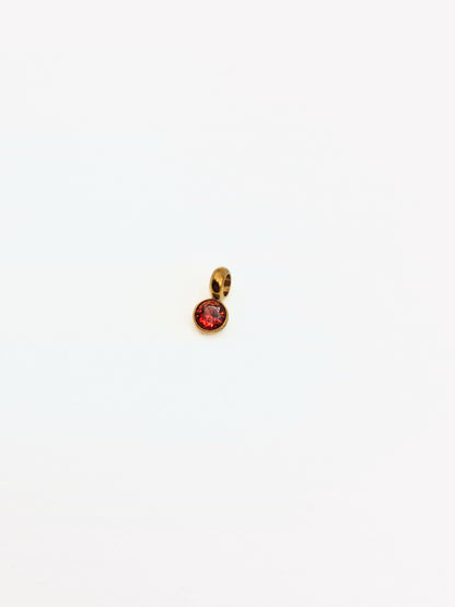 The Charm Shop July Ruby Birthstone 18k Gold Plated DIY Charm- Waterproof & Tarnish-Free