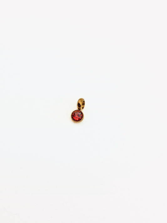 The Charm Shop July Ruby Birthstone 18k Gold Plated DIY Charm- Waterproof & Tarnish-Free