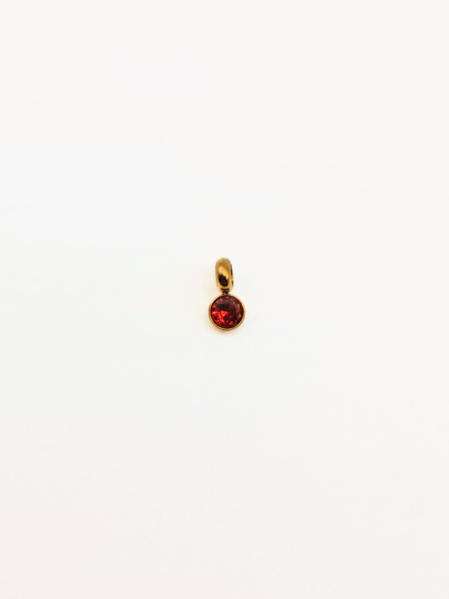 The Charm Shop July Ruby Birthstone 18k Gold Plated DIY Charm- Waterproof & Tarnish-Free