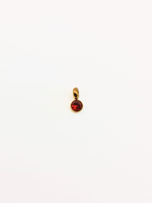 The Charm Shop July Ruby Birthstone 18k Gold Plated DIY Charm- Waterproof & Tarnish-Free