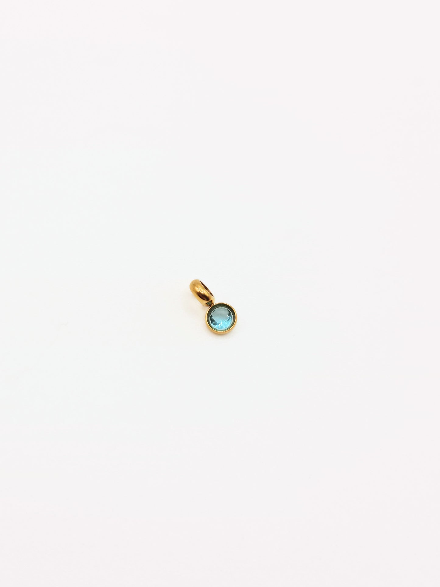 The Charm Shop March Aquamarine Birthstone 18k Gold Plated DIY Charm- Waterproof & Tarnish-Free
