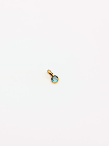 The Charm Shop March Aquamarine Birthstone 18k Gold Plated DIY Charm- Waterproof & Tarnish-Free